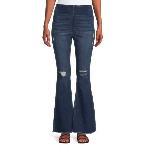 No Boundaries Pull-On Flare Leg Jeans Medium Wash Juniors Size XL (15-17) - Picture 1 of 6